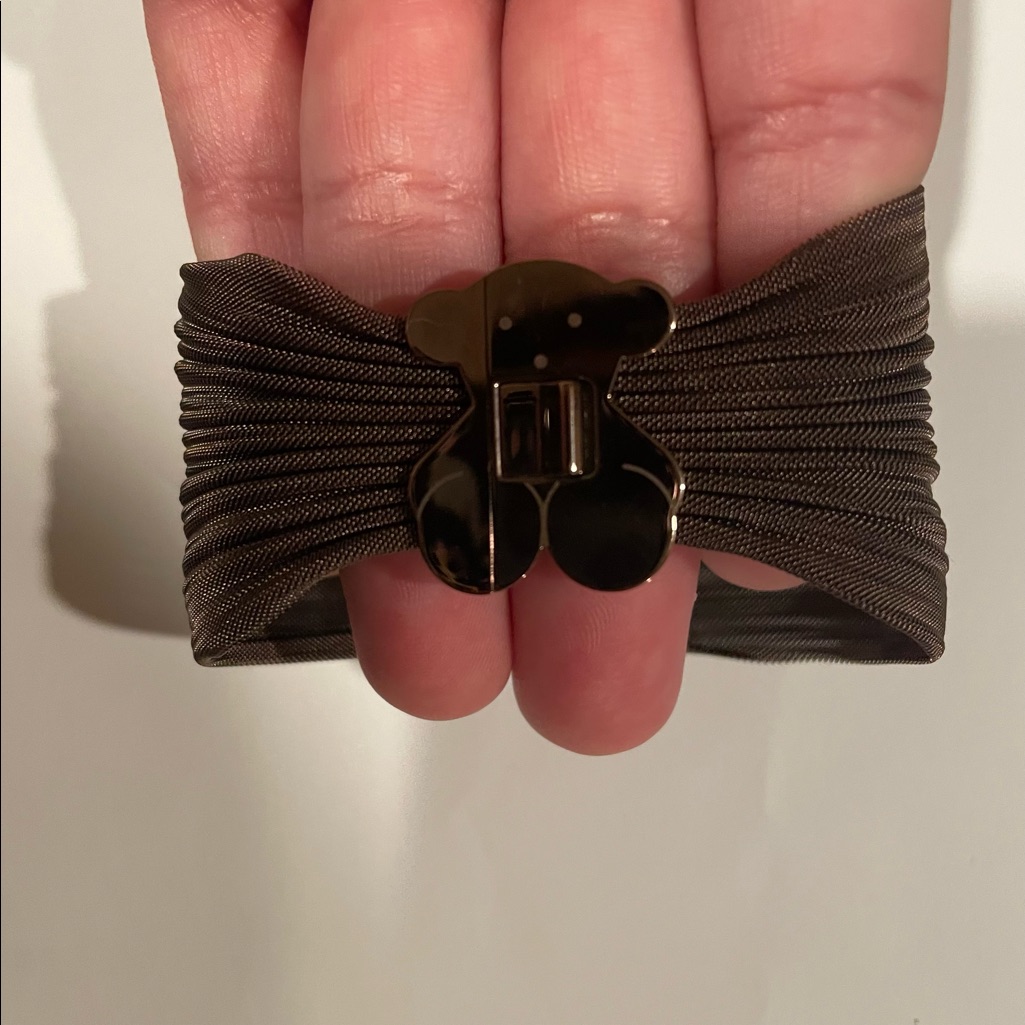 Tous Brown Mesh Stainless Steel Fashion Bracelet Cuff With Bear Clasp Like New